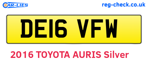 DE16VFW are the vehicle registration plates.