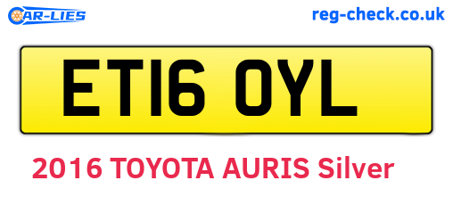 ET16OYL are the vehicle registration plates.