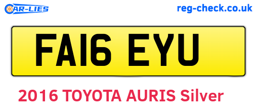 FA16EYU are the vehicle registration plates.