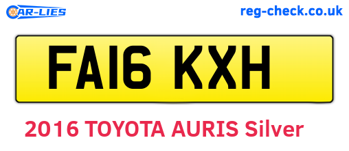 FA16KXH are the vehicle registration plates.