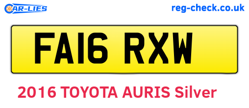 FA16RXW are the vehicle registration plates.