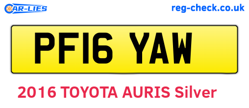 PF16YAW are the vehicle registration plates.