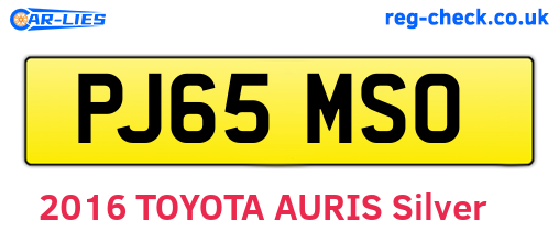 PJ65MSO are the vehicle registration plates.
