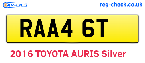 RAA46T are the vehicle registration plates.