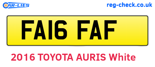 FA16FAF are the vehicle registration plates.