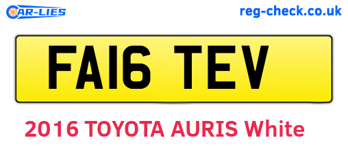 FA16TEV are the vehicle registration plates.