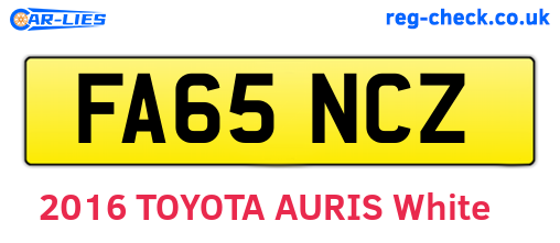 FA65NCZ are the vehicle registration plates.