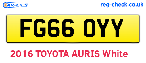 FG66OYY are the vehicle registration plates.