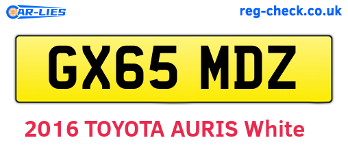 GX65MDZ are the vehicle registration plates.