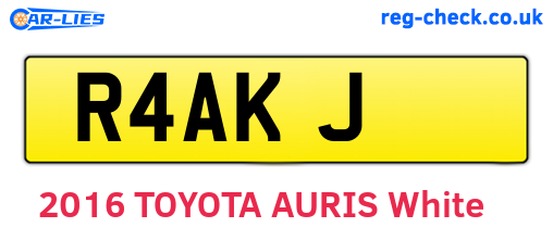 R4AKJ are the vehicle registration plates.