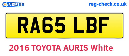RA65LBF are the vehicle registration plates.