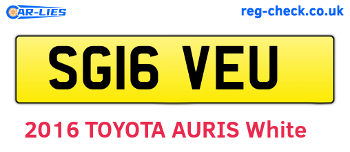 SG16VEU are the vehicle registration plates.