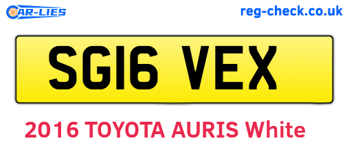 SG16VEX are the vehicle registration plates.