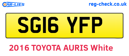 SG16YFP are the vehicle registration plates.