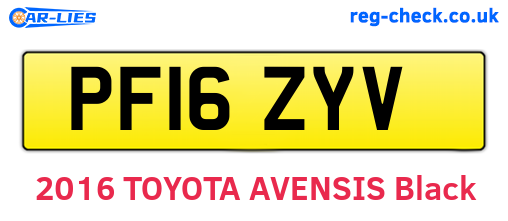 PF16ZYV are the vehicle registration plates.