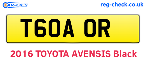 T60AOR are the vehicle registration plates.