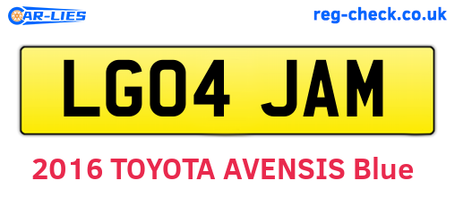 LG04JAM are the vehicle registration plates.