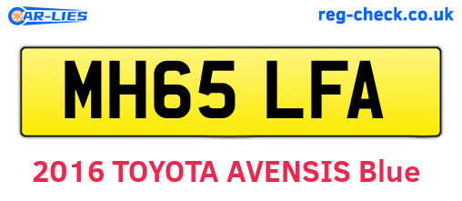 MH65LFA are the vehicle registration plates.