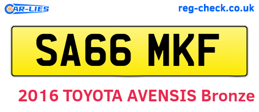 SA66MKF are the vehicle registration plates.