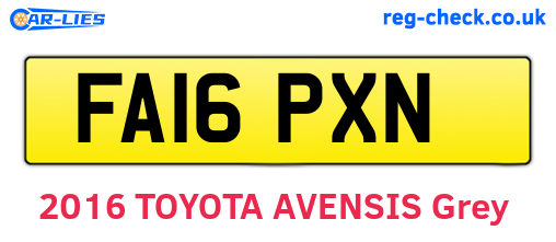 FA16PXN are the vehicle registration plates.