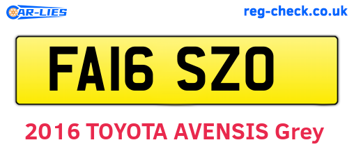 FA16SZO are the vehicle registration plates.