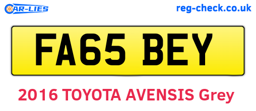 FA65BEY are the vehicle registration plates.