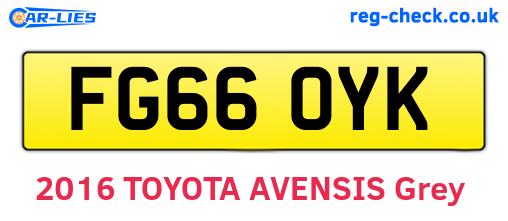 FG66OYK are the vehicle registration plates.