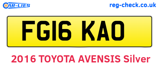FG16KAO are the vehicle registration plates.