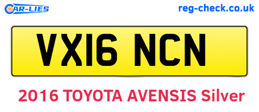 VX16NCN are the vehicle registration plates.
