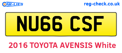 NU66CSF are the vehicle registration plates.