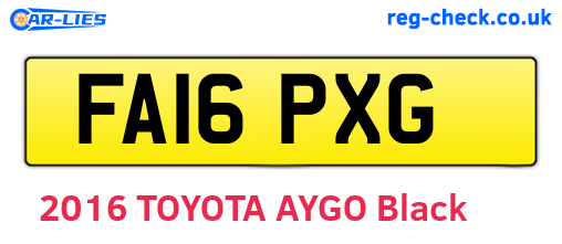 FA16PXG are the vehicle registration plates.