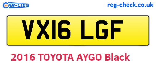 VX16LGF are the vehicle registration plates.