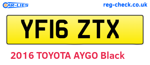 YF16ZTX are the vehicle registration plates.