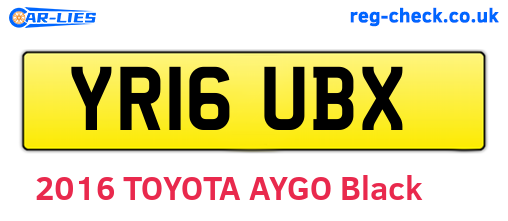 YR16UBX are the vehicle registration plates.