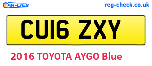 CU16ZXY are the vehicle registration plates.