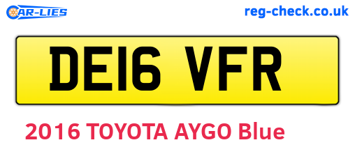 DE16VFR are the vehicle registration plates.
