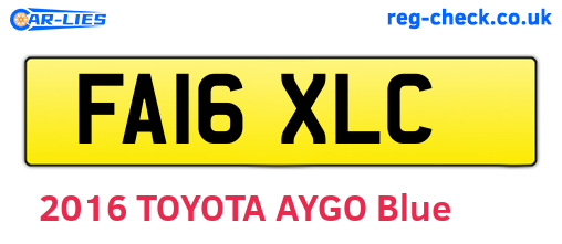 FA16XLC are the vehicle registration plates.