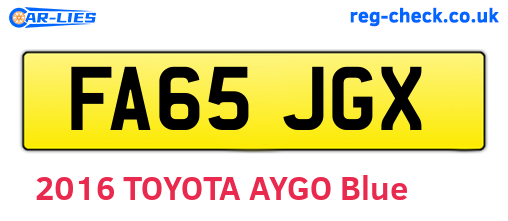 FA65JGX are the vehicle registration plates.