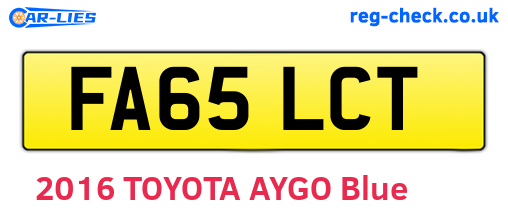 FA65LCT are the vehicle registration plates.
