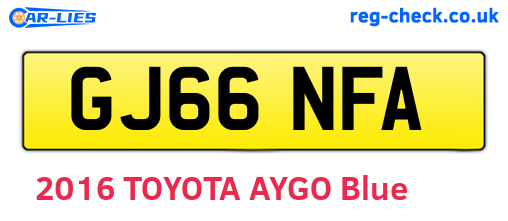 GJ66NFA are the vehicle registration plates.