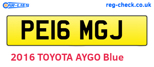PE16MGJ are the vehicle registration plates.