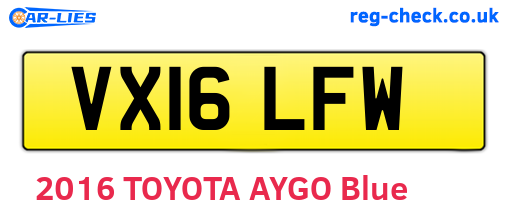 VX16LFW are the vehicle registration plates.