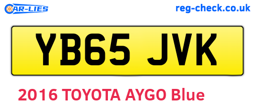 YB65JVK are the vehicle registration plates.