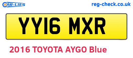 YY16MXR are the vehicle registration plates.