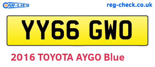 YY66GWO are the vehicle registration plates.