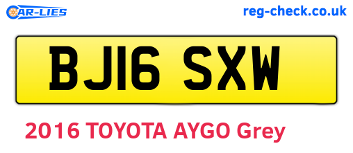 BJ16SXW are the vehicle registration plates.