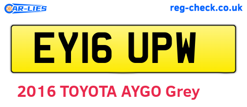 EY16UPW are the vehicle registration plates.