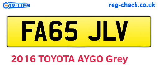 FA65JLV are the vehicle registration plates.
