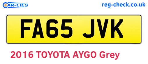 FA65JVK are the vehicle registration plates.