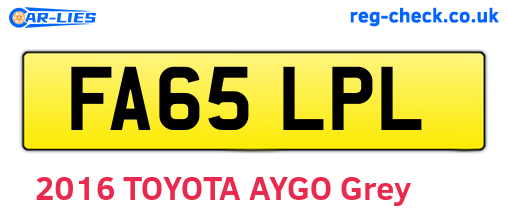 FA65LPL are the vehicle registration plates.